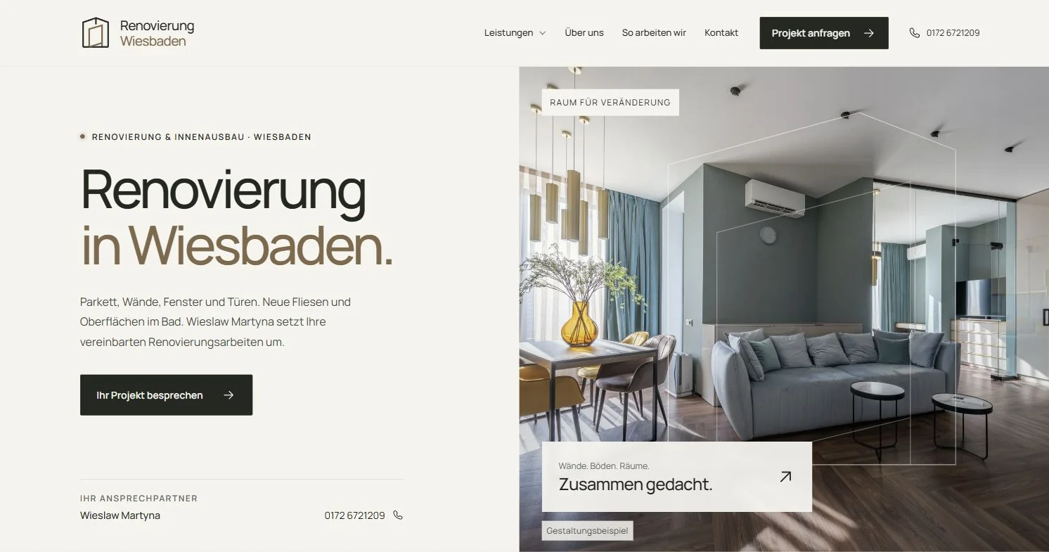 Webseitenansicht von RENOVIERUNG WIESBADEN